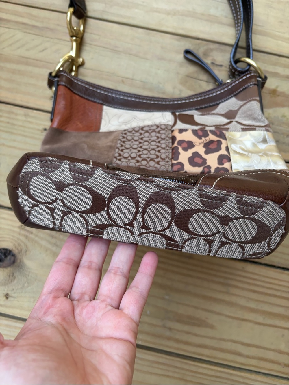 Coach Patchwork Brown Multi-Color Women’s Shoulder Bag - Picture 7 of 15